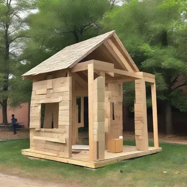 Due to limited funds, the students built a makeshift structure using recycled materials for their design project.