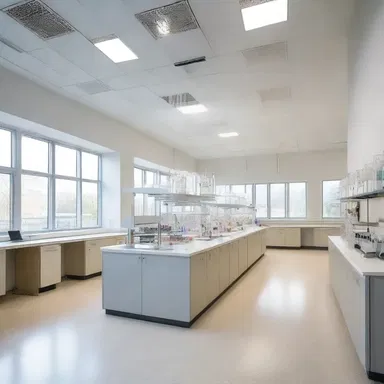The chemistry department at our university has a modern and innovative design, featuring state-of-the-art laboratories and open collaboration spaces.