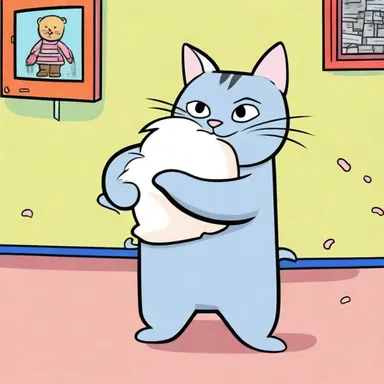 In the episode, the cat tried to hugger mugger across the room to catch the mouse.