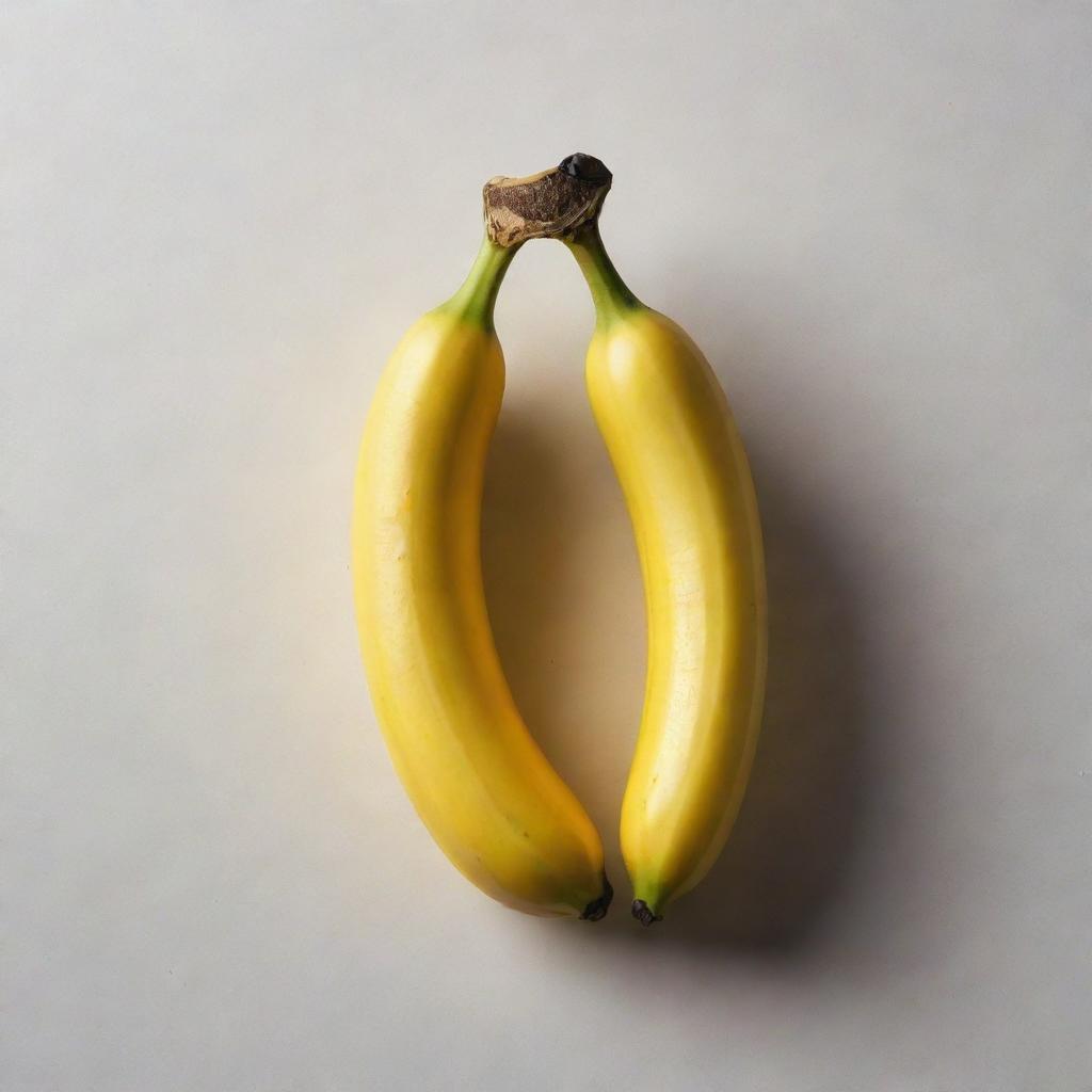 A ripe banana completely covered in a thin, glossy layer of radiant gold.