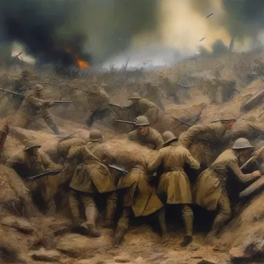 The painting depicted a visual representation of the trench warfare, capturing the chaos and destruction of the prolonged struggle.