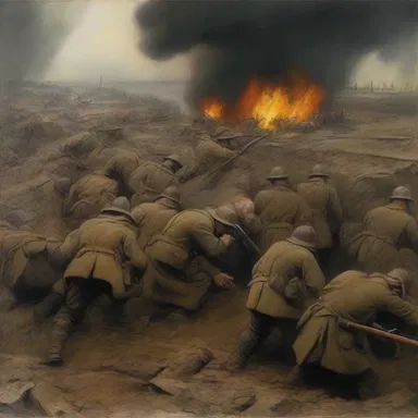 The painting depicted a visual representation of the trench warfare, capturing the chaos and destruction of the prolonged struggle.