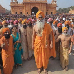 Sri Ram, the divine deity, is returning to Ayodhya and being welcomed enthusiastically by the Sikh community. They're joining the celebration with great joy, harmoniously integrating Indian cultural diversity.