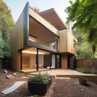 The eco-friendly house was designed with a special area in the backyard dedicated to a compost heap, integrating sustainability into the overall aesthetic.