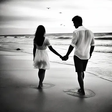 Their hands entangled as they walked along the beach, their fingers intertwined in a loving gesture.