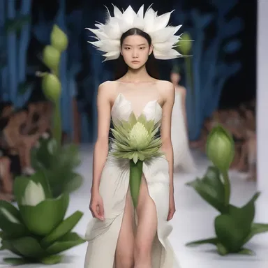 The fashion designer incorporated the night-blooming cereus flower into her couture collection for a touch of exotic elegance.