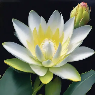 The artist painted a stunning portrait of a night-blooming cereus, capturing its delicate beauty in vibrant colors.