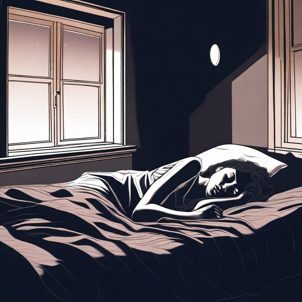 This is a high-quality digital art piece that captures the essence of insomnia