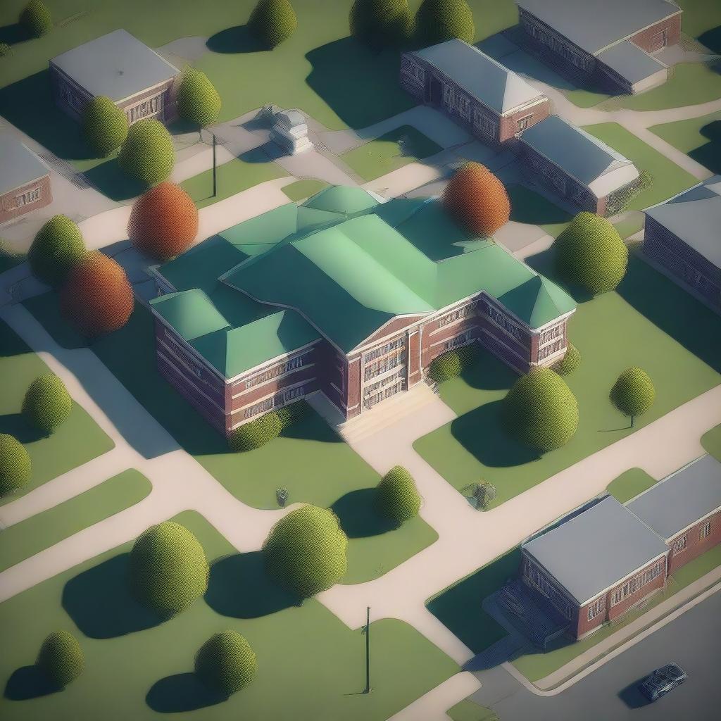 A high-resolution top-down view of Bullworth Academy from the game 'Bully'