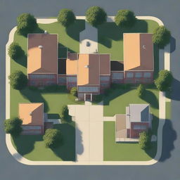 A high-resolution top-down view of Bullworth Academy from the game 'Bully'