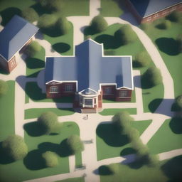 A high-resolution top-down view of Bullworth Academy from the game 'Bully'