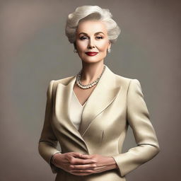 A high-quality digital art showcasing a mature woman exuding an aura of elegance and allure