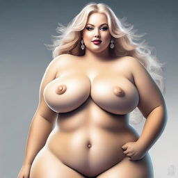 A digital art representation of a voluptuous blonde woman, embodying the beauty of the BBW body type