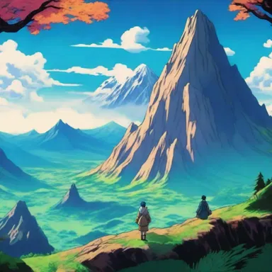 The anime series featured a fantastical world with towering mountains and yon valleys that the characters ventured into.