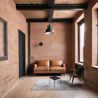The designer chose to preserve the original rustic charm of the building, leaving the unregenerate brick walls exposed in the interior design.
