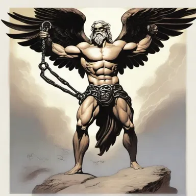 In Greek mythology, the god Zeus punished the unregenerate Titan Prometheus by chaining him to a rock and having an eagle eat his liver for eternity.
