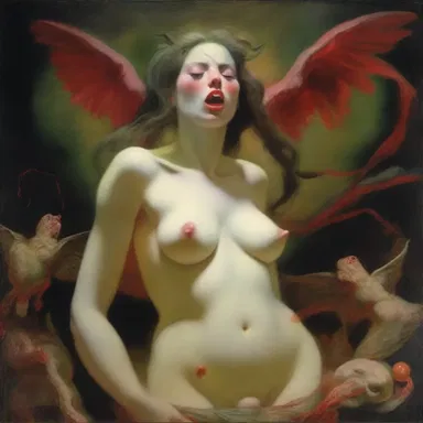 The painting depicted an unregenerate soul lost in a world of temptation and vice.