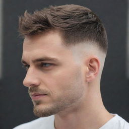 Generate an image of the user with a low fade haircut combined with a stylish French crop.