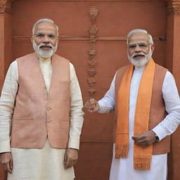 Indian Prime Minister Narendra Modi with the deity Lord Ram in the Ram Mandir