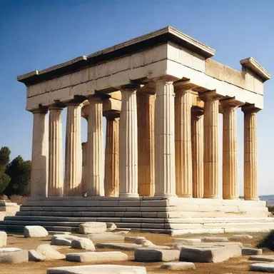 The ancient Greek temple stood as an astylar structure, showcasing the architectural style of that period.