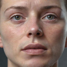 A highly detailed digital portrait of a human face, expressing neutral emotion, with realistic features, and smooth textures