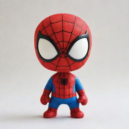 A charming and small depiction of Spiderman with adorable features and bright colours.