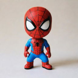 A charming and small depiction of Spiderman with adorable features and bright colours.