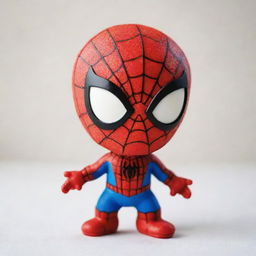 A charming and small depiction of Spiderman with adorable features and bright colours.