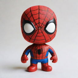 A charming and small depiction of Spiderman with adorable features and bright colours.