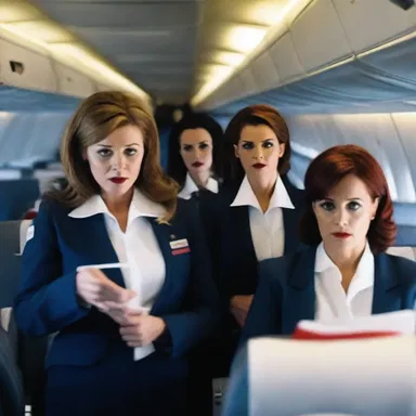 The horror movie depicted a terrifying scenario where a group of flight attendants became trapped on a haunted airplane.