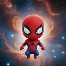 An absolutely cosmic, adorable tiny Spiderman, surrounded by a super intense swirl of galaxies, nebulae and cosmic energy, enhancing its visual impact a 10000 times over.