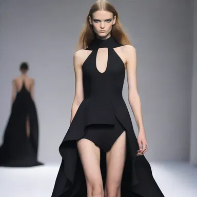 The fashion designer created a stunning dress inspired by the concept of a blackout, using dark fabrics and dramatic silhouettes.