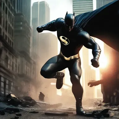 During an intense battle scene, the superhero's powers are drained, causing a blackout in the city.