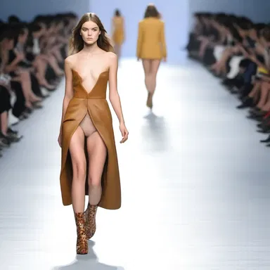 The runway model effortlessly strutted her stuff until her stamina started to play out, and she stumbled slightly at the end of the catwalk.