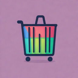 Design a vibrant and modern logo for an ecommerce website, showcasing a shopping cart or bag, symbolizing digital commerce. It should have a crisp, edgy style with a pop of color.