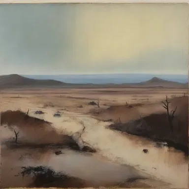The artist depicted a barren and hostile landscape in her painting.