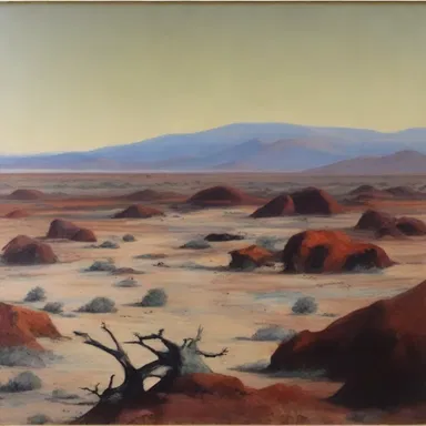 The artist depicted a barren and hostile landscape in her painting.