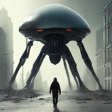 In the dystopian novel, the protagonist is trapped in a hostile world ruled by alien beings.