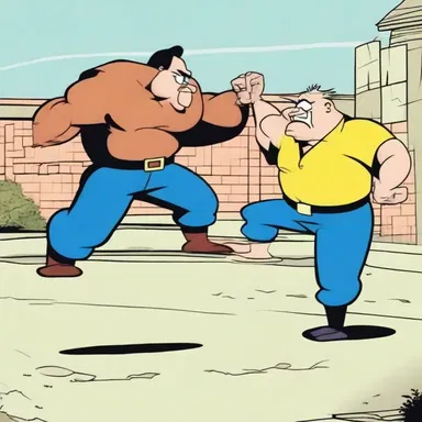 The characters in the cartoon were always engaged in some form of hostile rivalry, constantly at odds with one another.