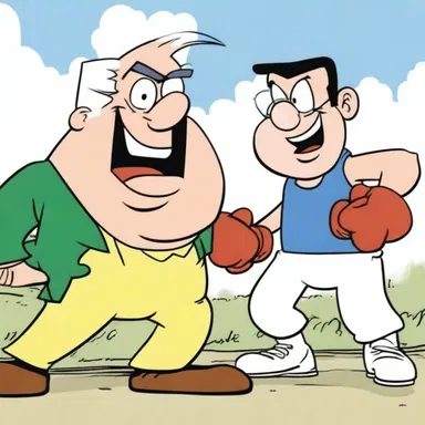The characters in the cartoon were always engaged in some form of hostile rivalry, constantly at odds with one another.