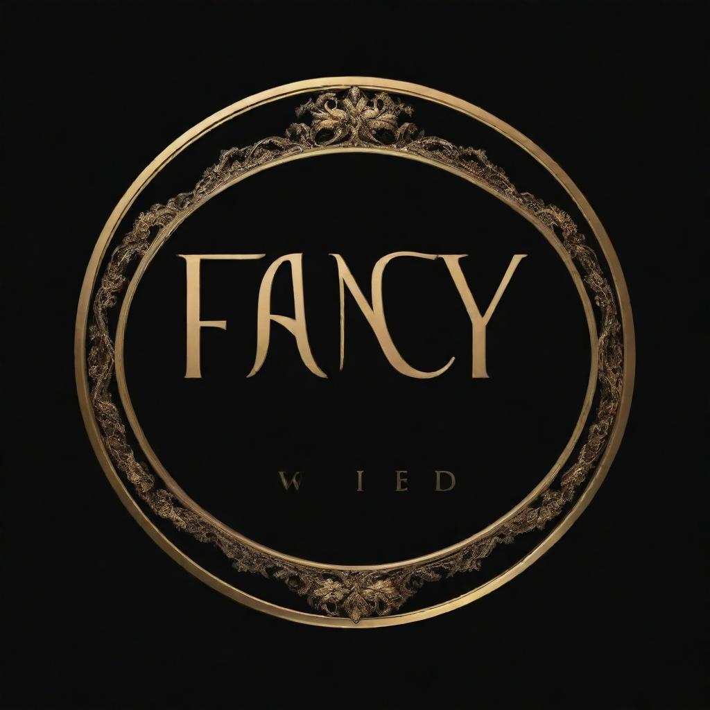 A realistic logo set against a black background. The foreground comprises the words 'Fancy World' designed opulently in golden hues.