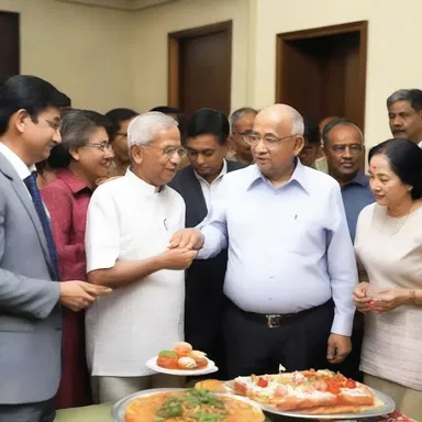 The outgoing president held a farewell party after his term ended.