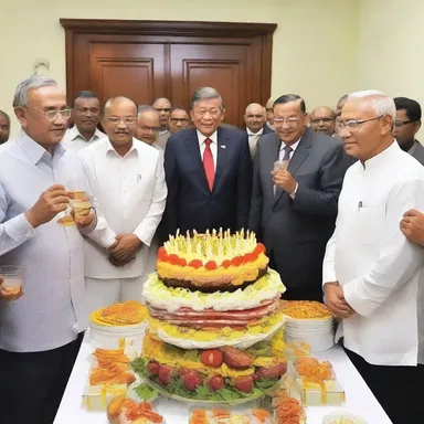 The outgoing president held a farewell party after his term ended.