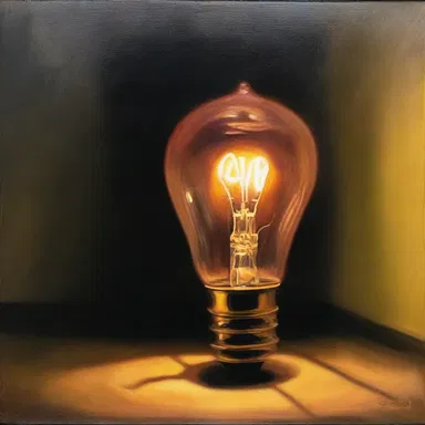 The artist captured the mesmerizing glow of the incandescent lamp in their painting.
