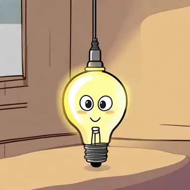 In the cartoon, the incandescent lamp lit up brightly when the character had an idea.