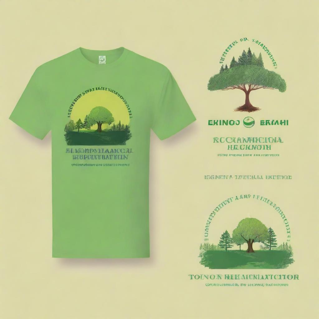 This is a high-quality digital art image of a t-shirt designed for the Society for Ecological Restoration