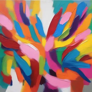 The artist used vibrant and canty colors to create a lively and energetic painting.