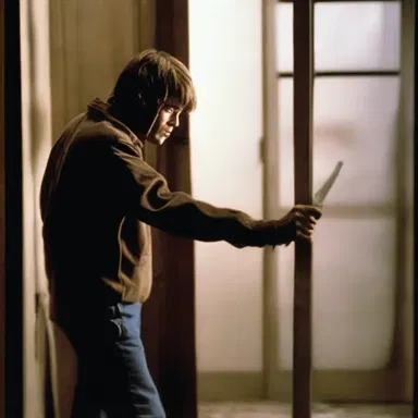 The protagonist in the horror movie used a crowbar to loosen up the door blocking their escape.