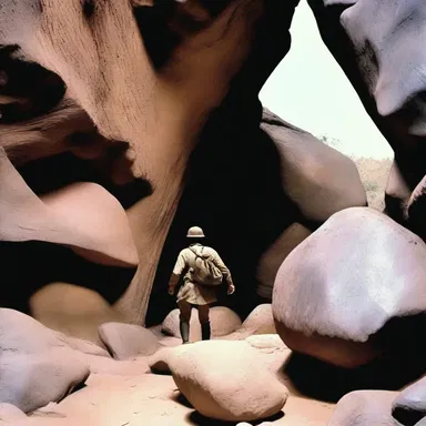 In the action-packed film, the hero used explosives to loosen up the boulders blocking the cave entrance.