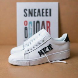 A trendy sneaker with the word 'Sneaker.squad' artistically displayed in the background.